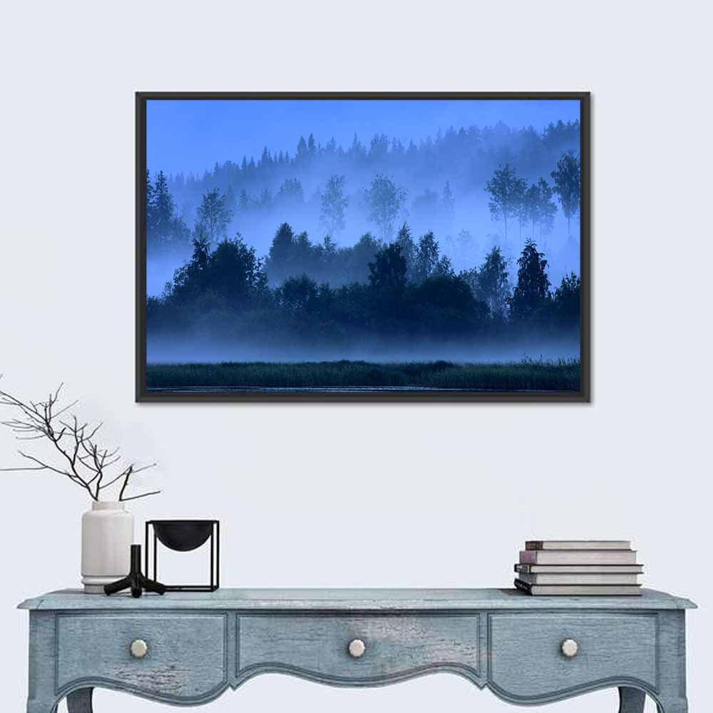 Misty Finnish Nightscape Wall Art in a room, landscape