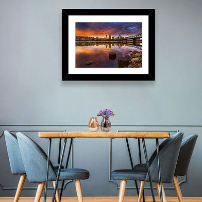 Portland Skyline at Sunset Wall Art