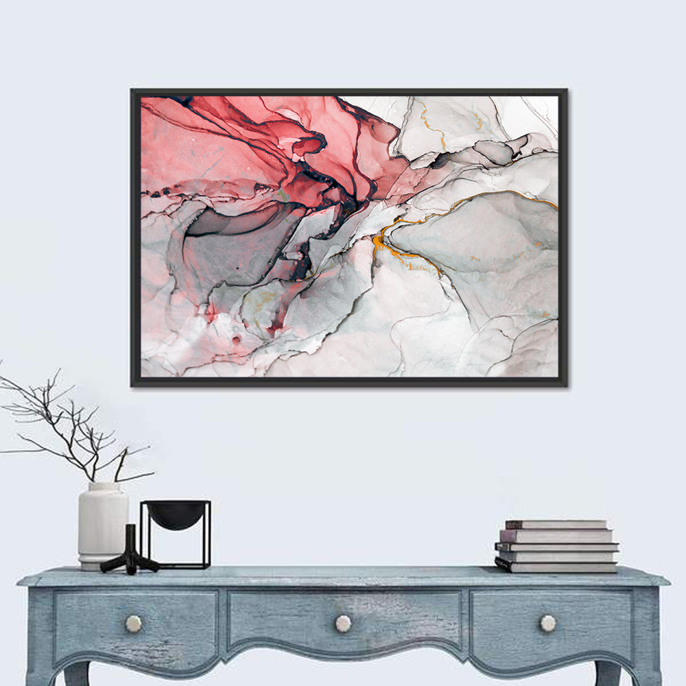 Pink Gray Marble with Gold Veins Wall Art