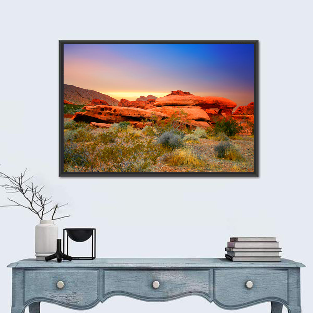 Red Rock Canyon Sunset Wall Art in a room, landscape