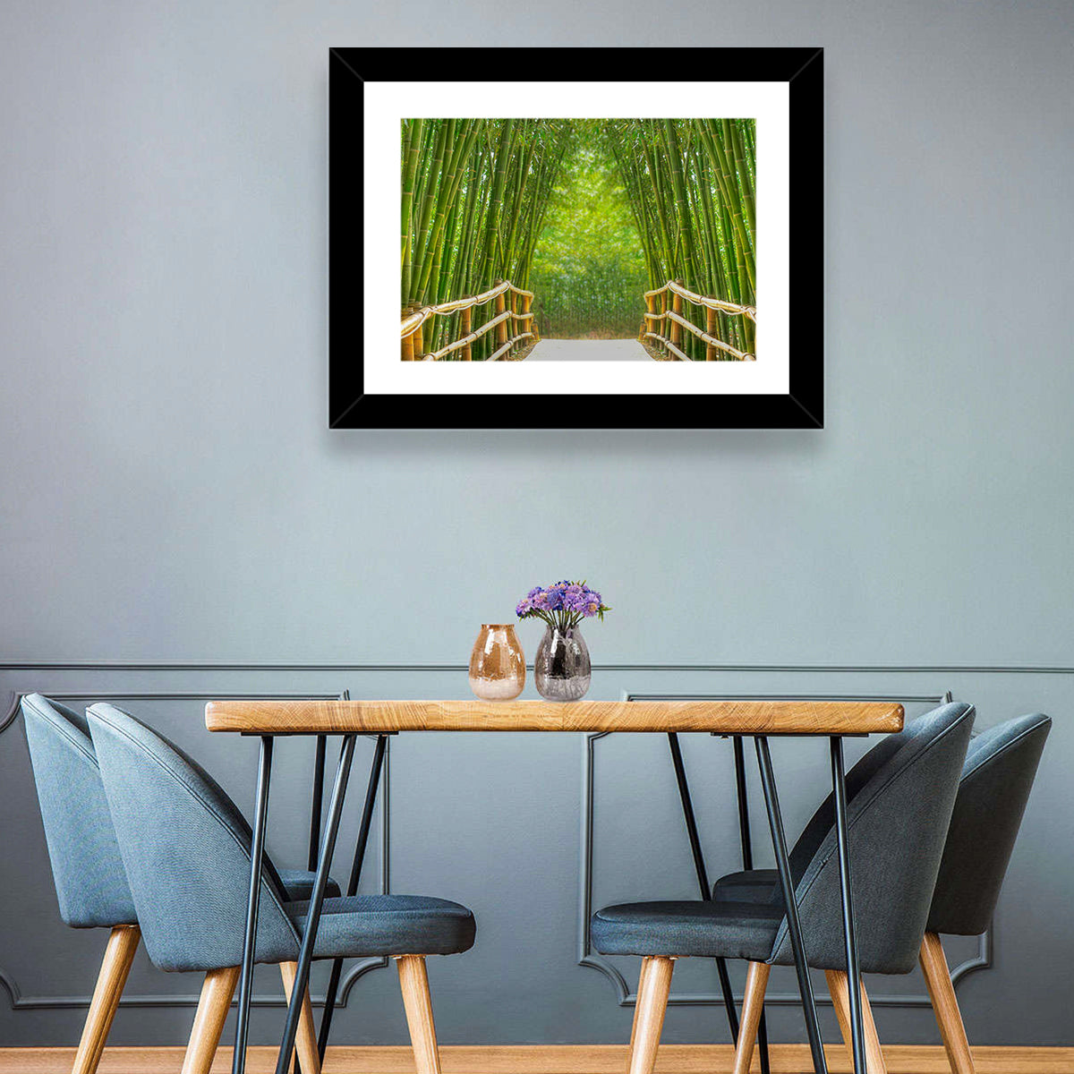 Bamboo Alley Wall Art in a room, landscape