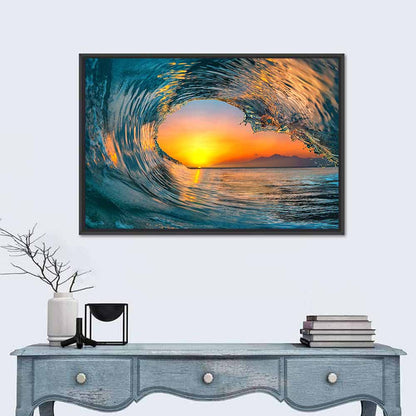 Cresting Wave Tunnel at Sunset Wall Art