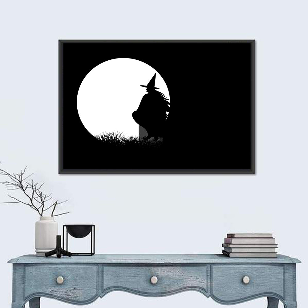 Witch and Moon Silhouette Wall Art