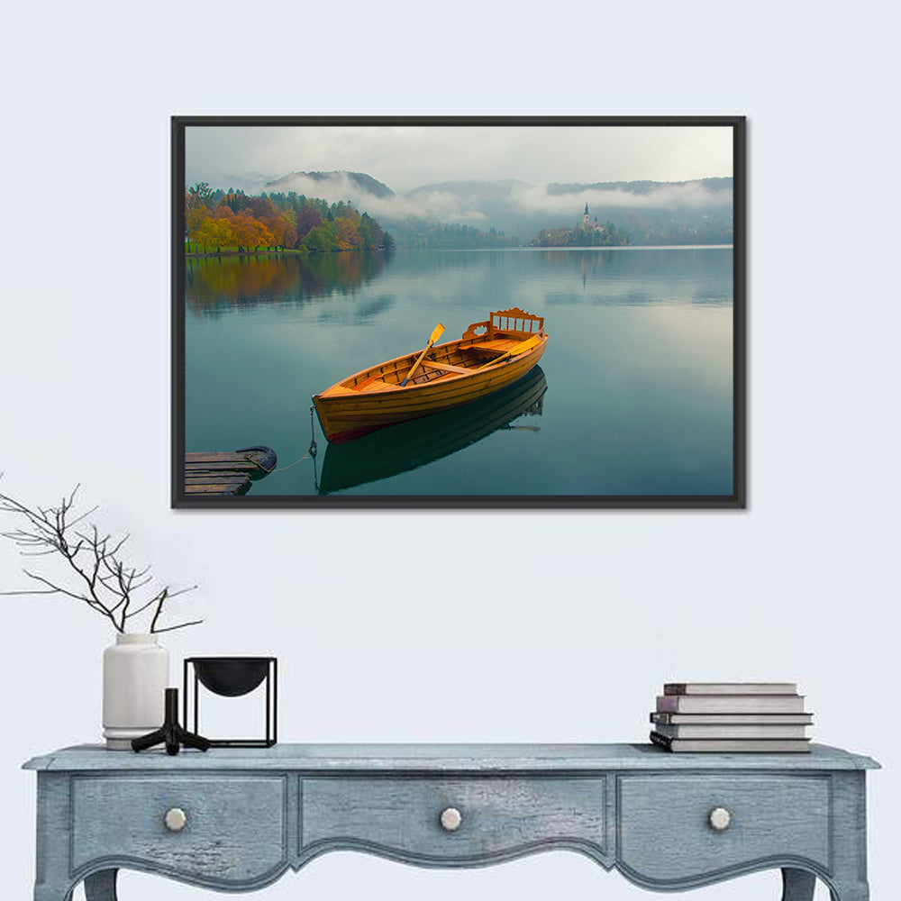 Tethered Boat on Lake Bled Wall Art