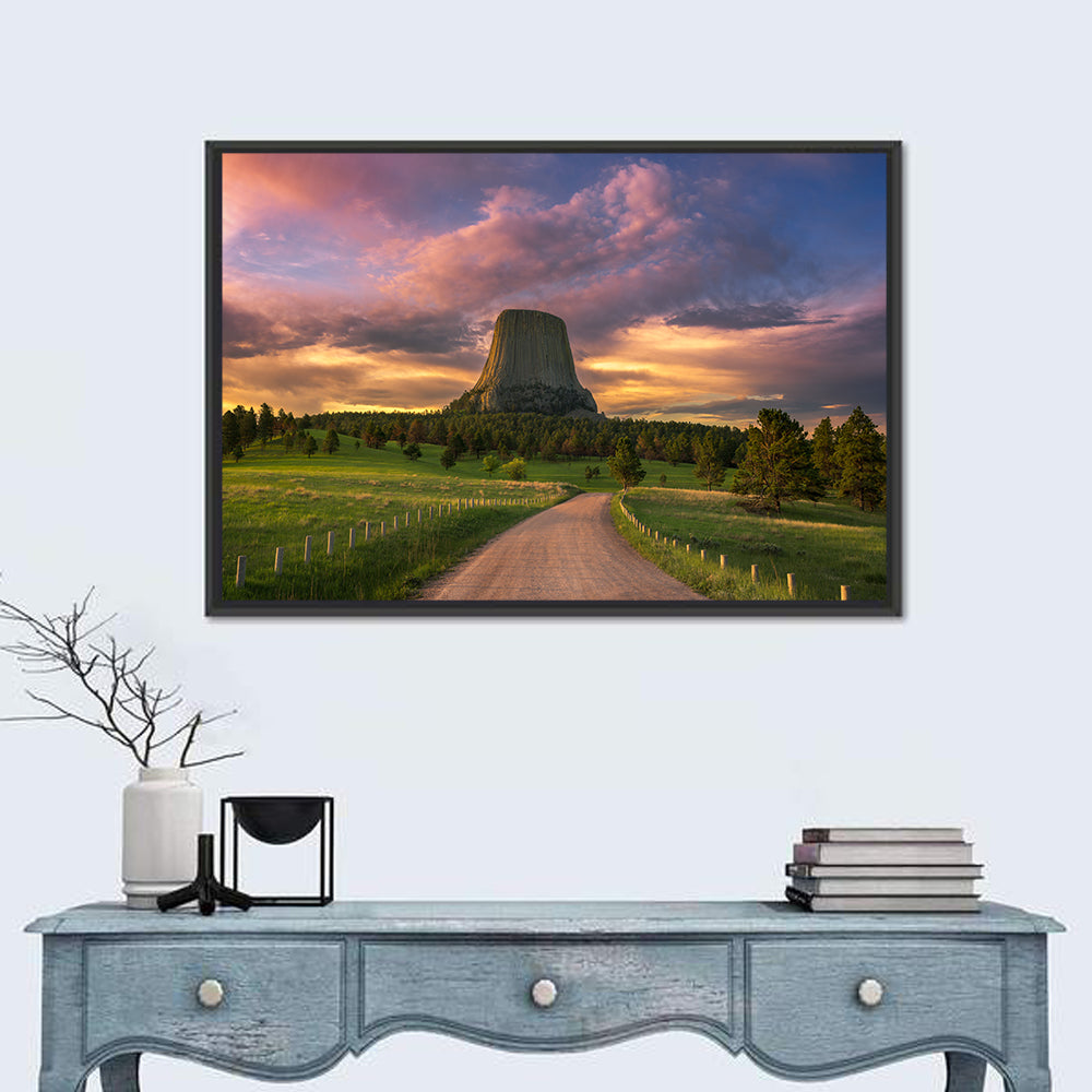 Devils Tower at Sunset Wall Art in a room, landscape