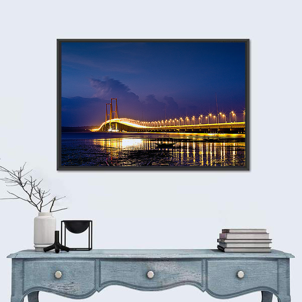 Suramadu Bridge at Dusk Wall Art in a room, landscape