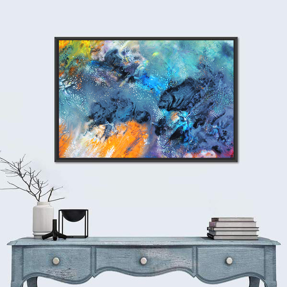 Vivid Icy Nebula Abstract Wall Art
