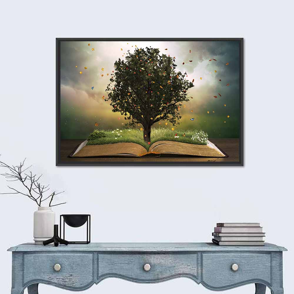 Tree Rising from an Open Bible Wall Art