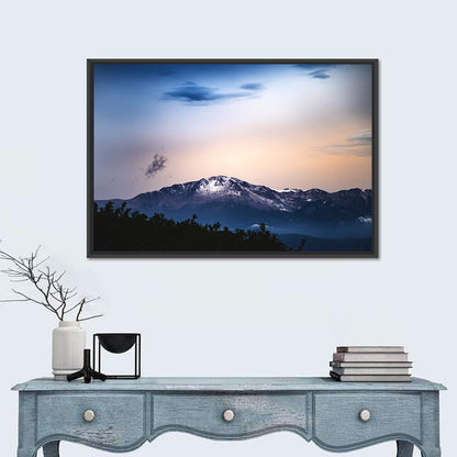 Snow-capped Pikes Peak at Dusk Wall Art