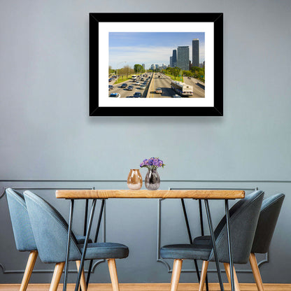 Chicago Expressway Toward Downtown Skyline Wall Art