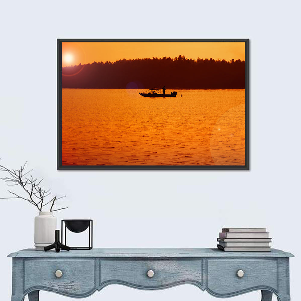 Lake James Sunset Wall Art in a room, landscape