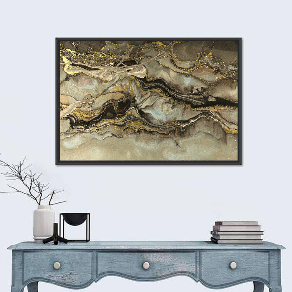 Golden Marbled Texture Wall Art