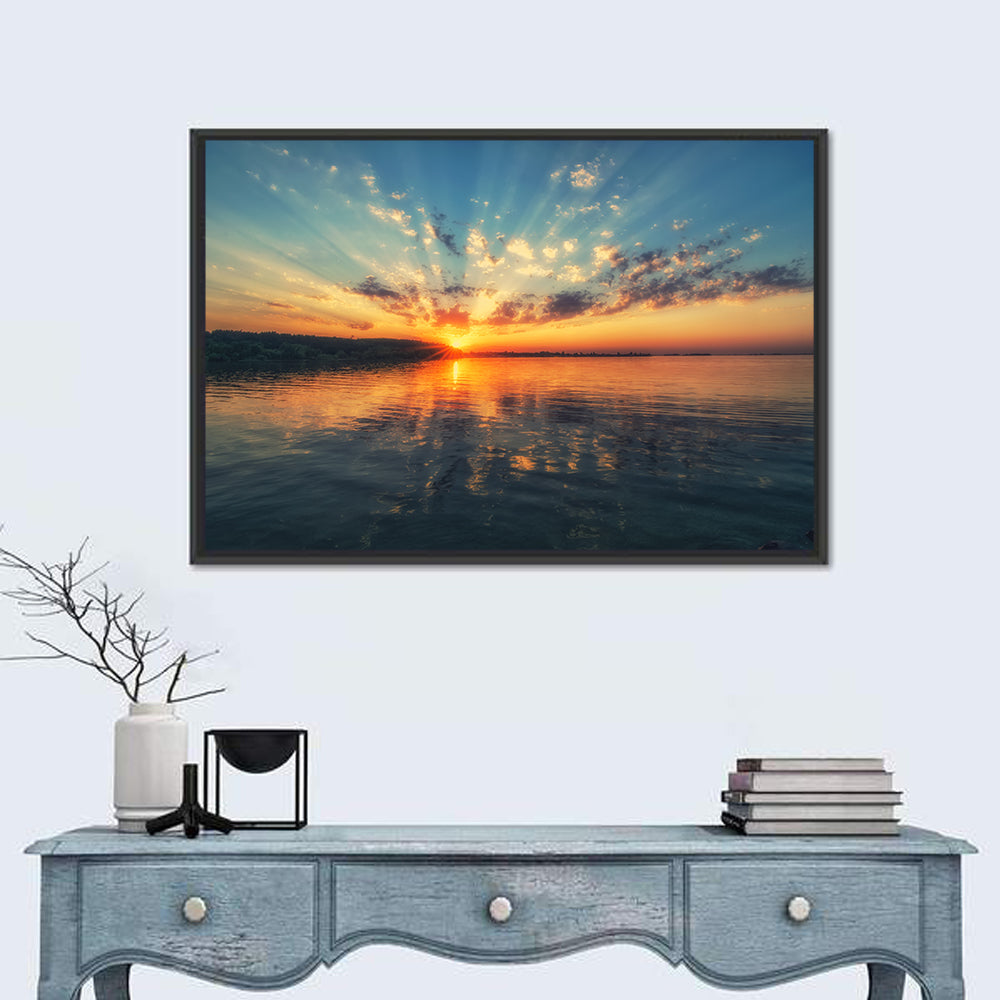 Sunburst Over River Wall Art