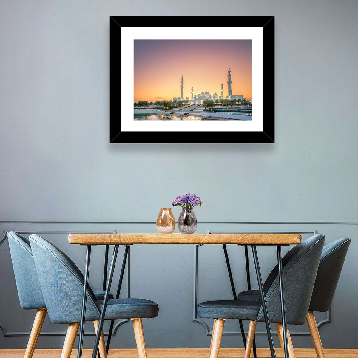 Sheikh Zayed Grand Mosque at Sunset Wall Art in a room, landscape