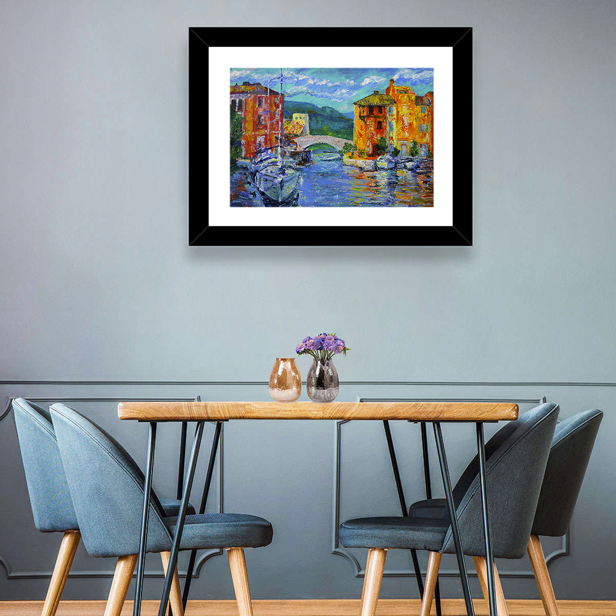 Port Grimaud Canal Scene Wall Art in a room, landscape