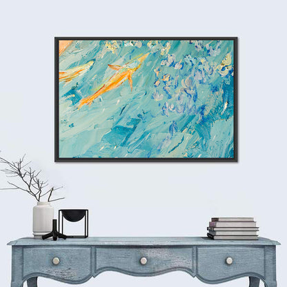 Koi in Blue Abstract Wall Art