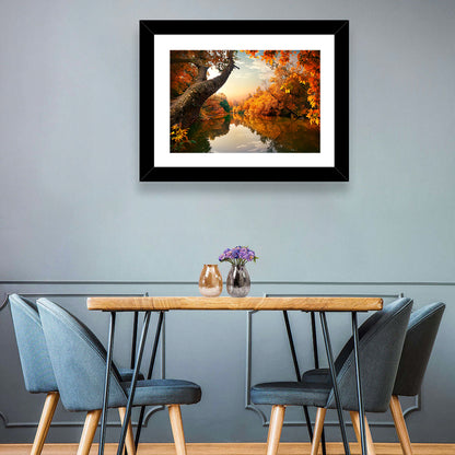 Golden Autumn River Reflections Wall Art