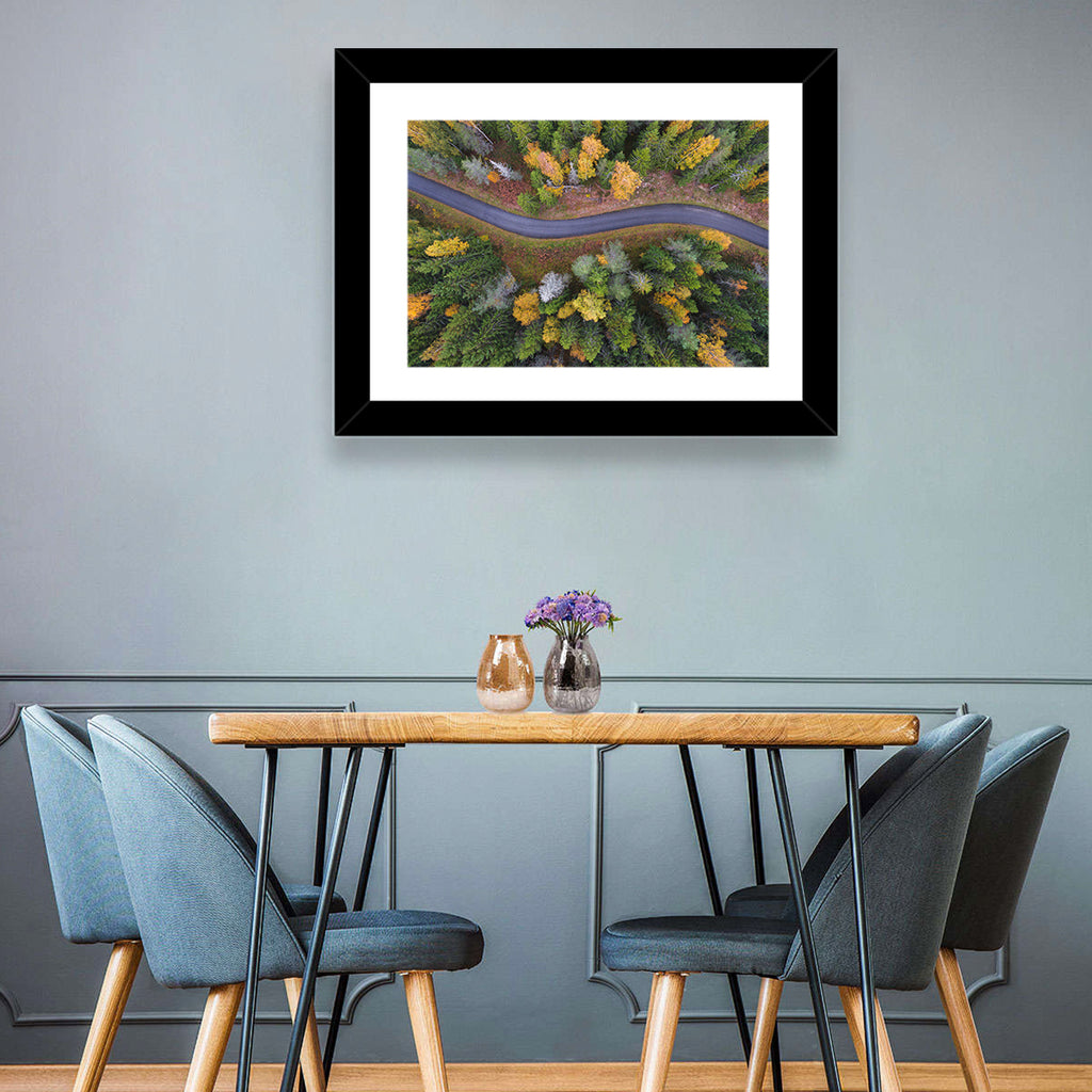 Aerial Autumn Forest Road Wall Art
