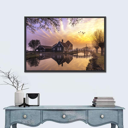 Dutch Canal House at Sunset Wall Art