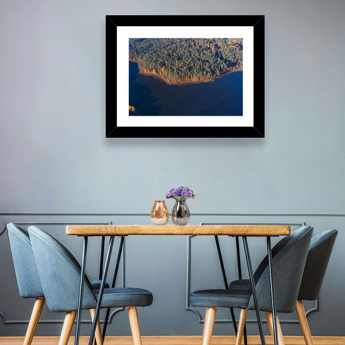 Lake Dolysets Aerial View Wall Art in a room, landscape