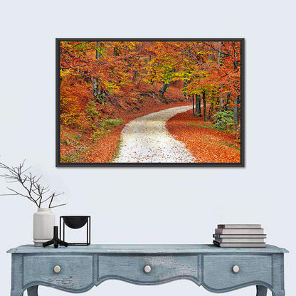 Misty Gravel Path Through Autumn Trees Wall Art