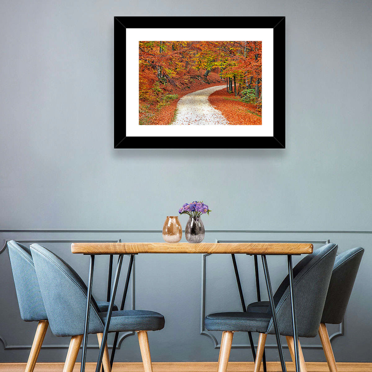 Misty Gravel Path Through Autumn Trees Wall Art