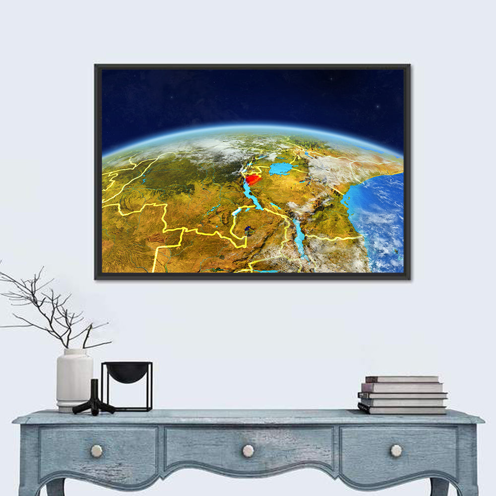 East Africa Great Lakes from Space Wall Art in a room, landscape