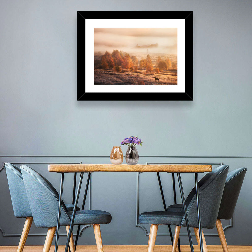 Autumn Morning Horse Silhouette Wall Art