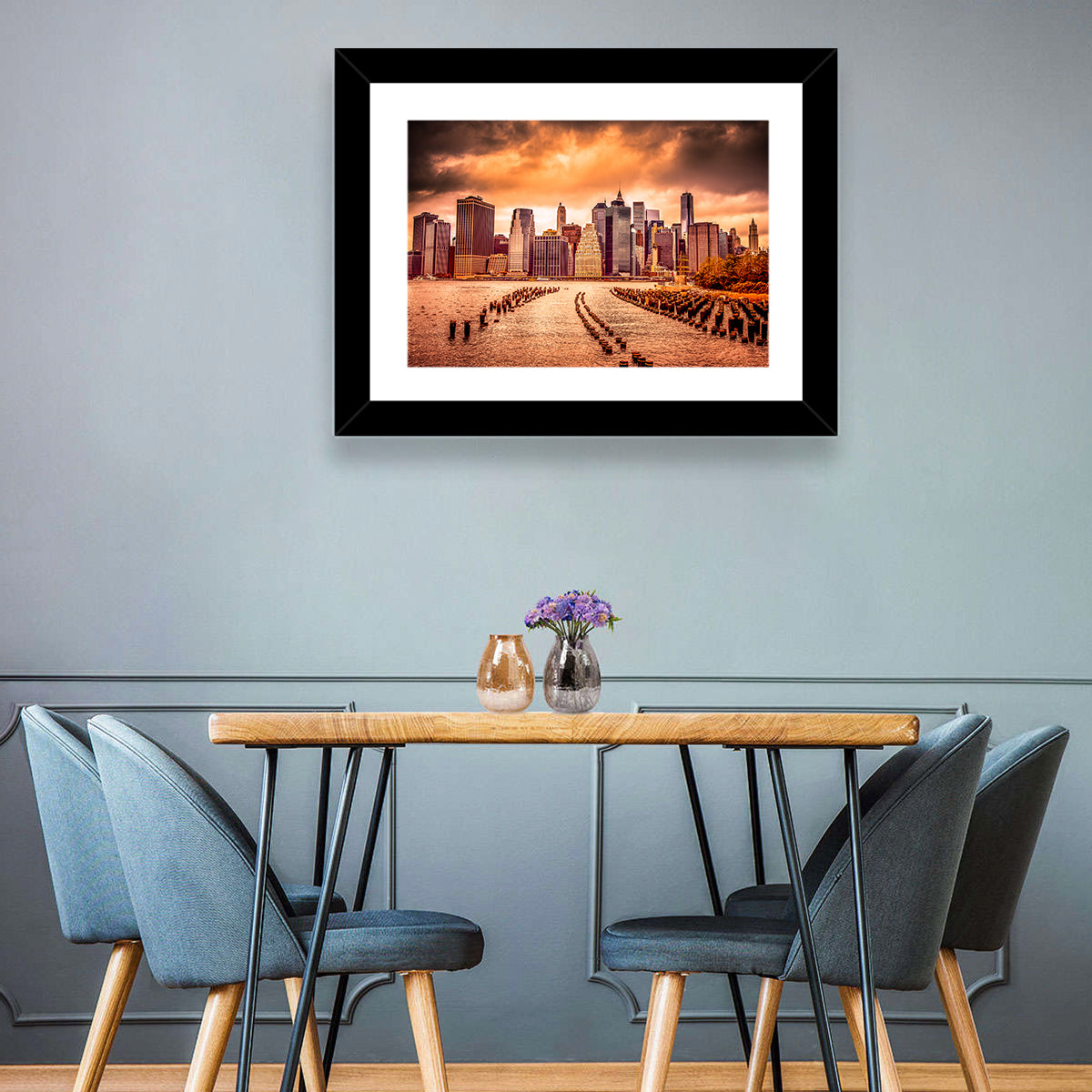 Lower Manhattan Financial District Wall Art in a room, landscape
