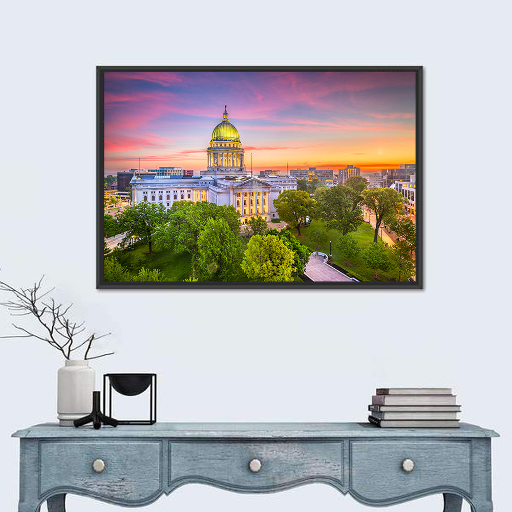 Madison State Capitol at Dusk Wall Art in a room, landscape