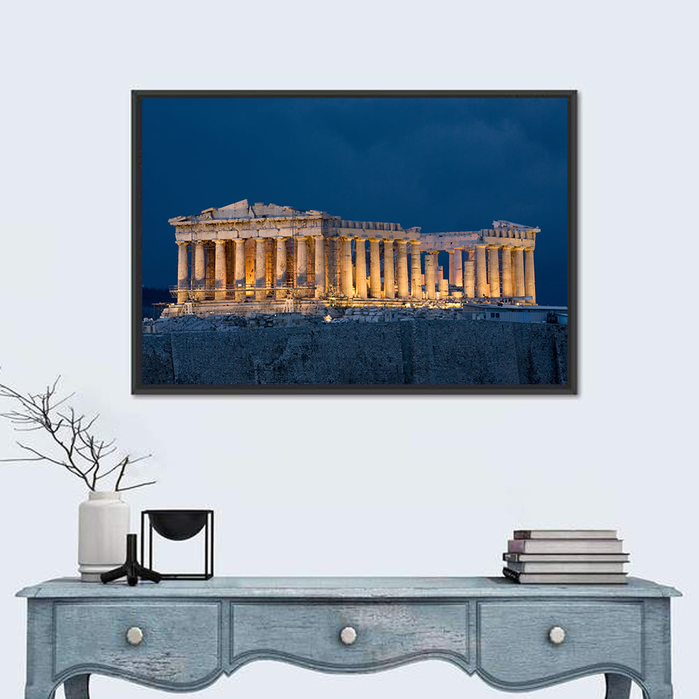 Illuminated Parthenon at Night Wall Art