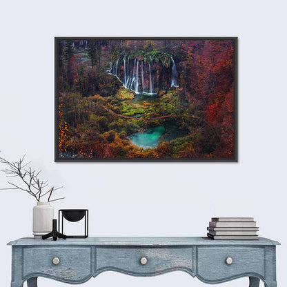 Plitvice Lakes Autumn Waterfalls Wall Art