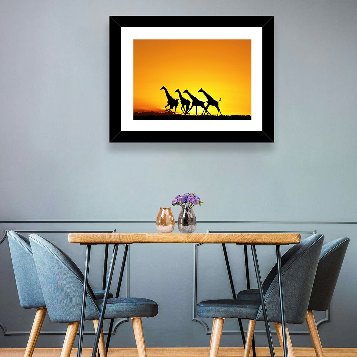 Savanna Giraffes at Sunset Wall Art