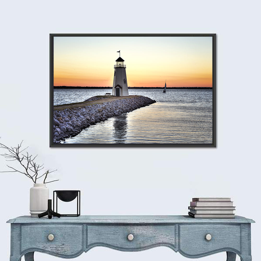 Lake Hefner Lighthouse Sunset Wall Art