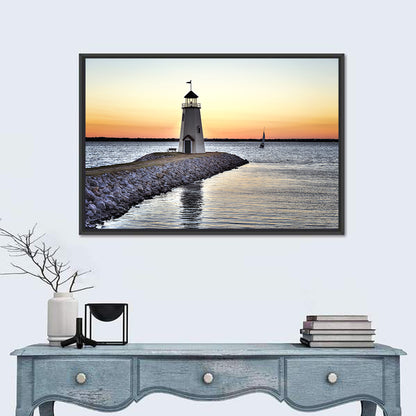 Lake Hefner Lighthouse Sunset Wall Art