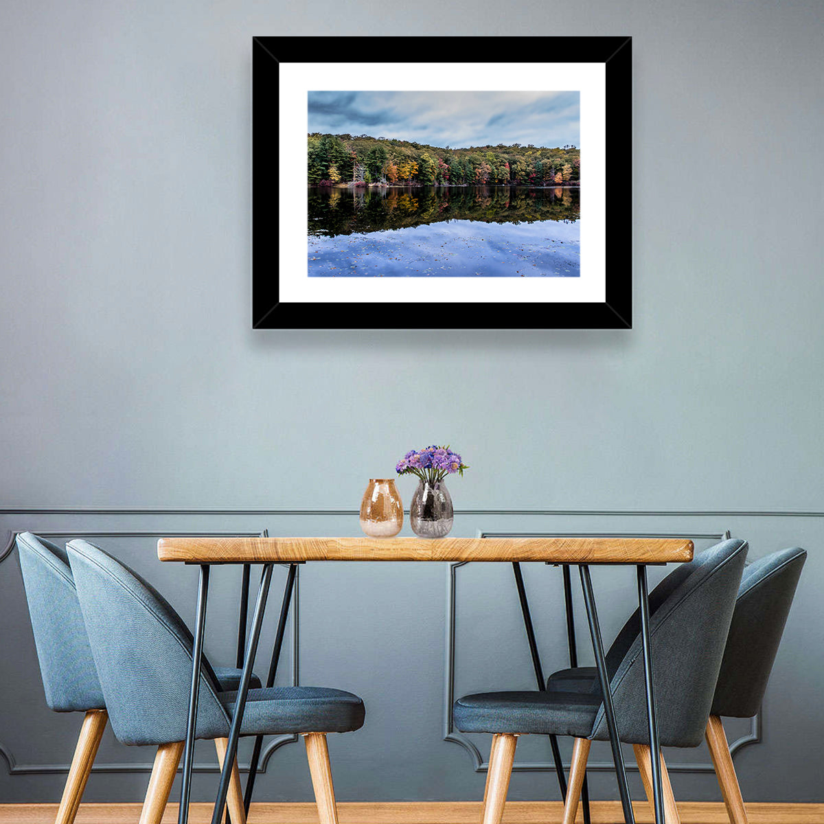 Lake Kanawauke Reflection Wall Art in a room, landscape