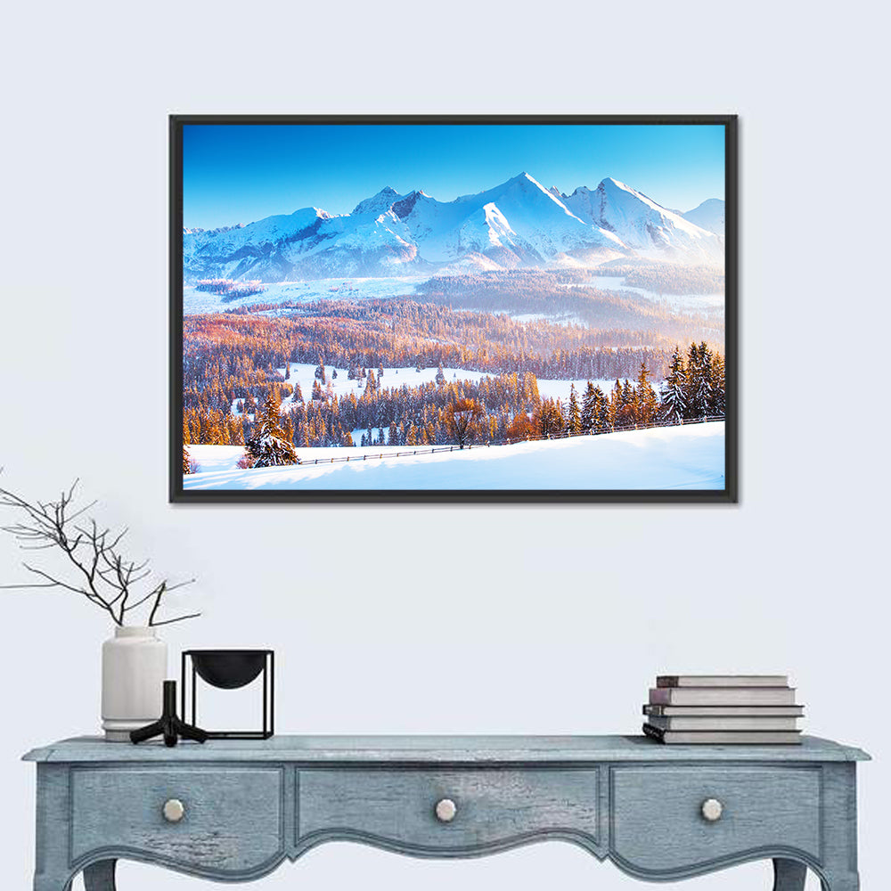 Snowy Mountain Peaks at Sunrise Wall Art