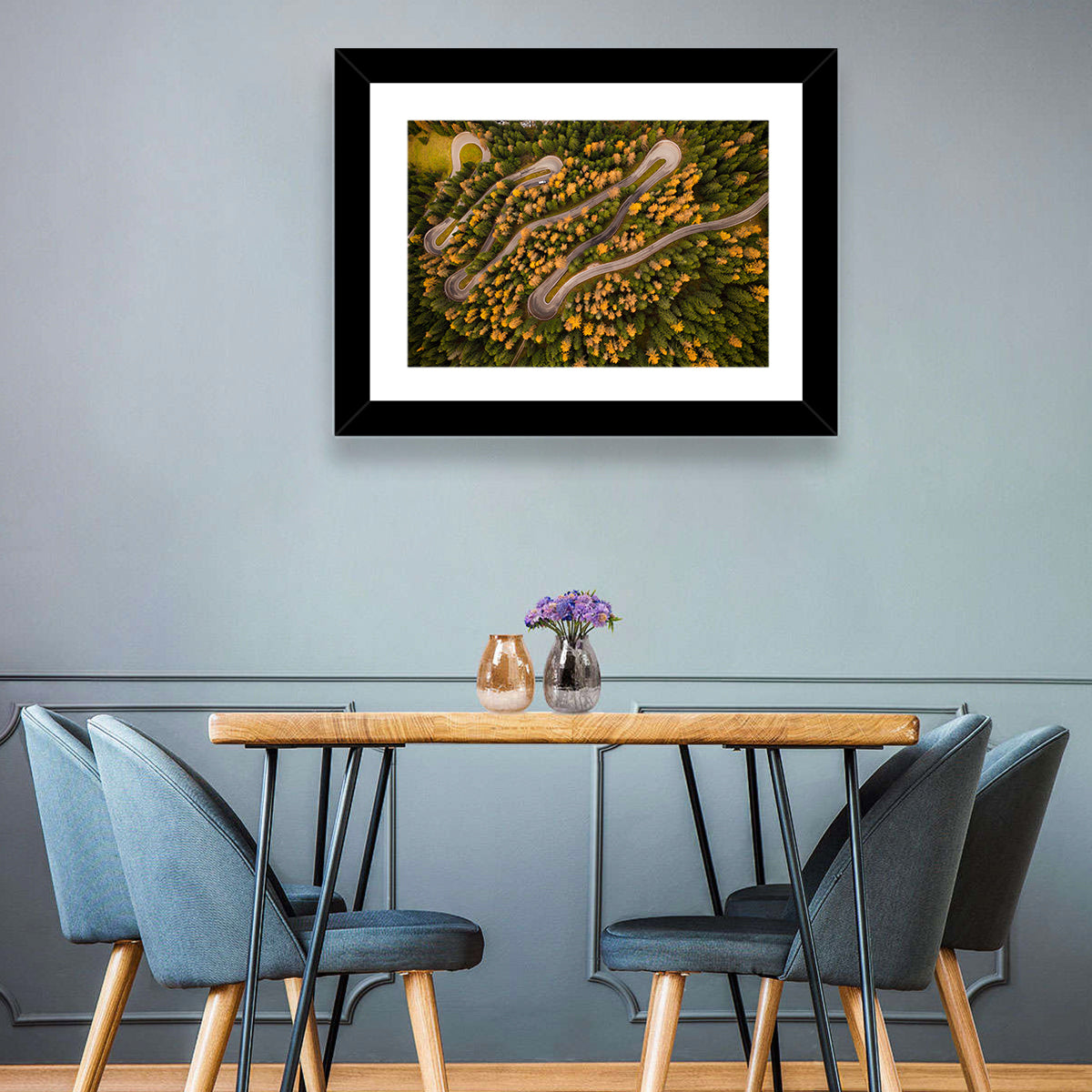 Aerial Curvy Forest Road Wall Art