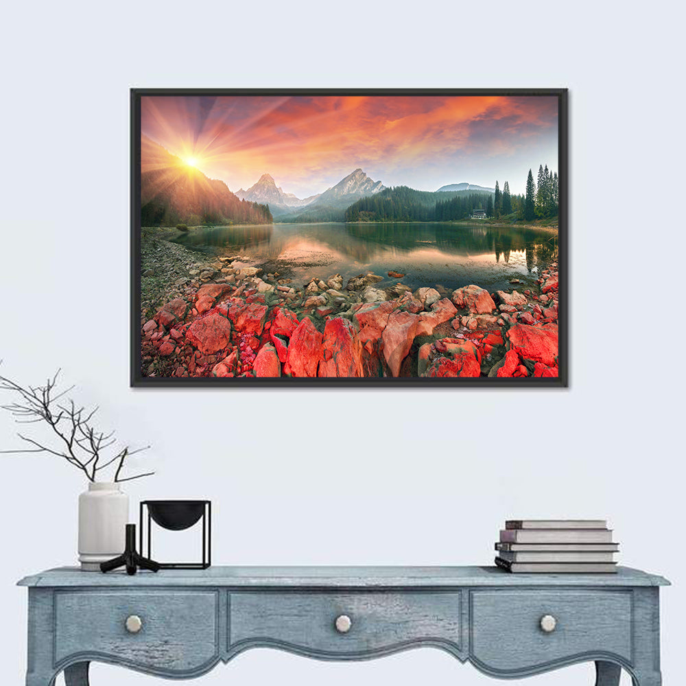 Obersee Sunrise Over Red Rocks Wall Art