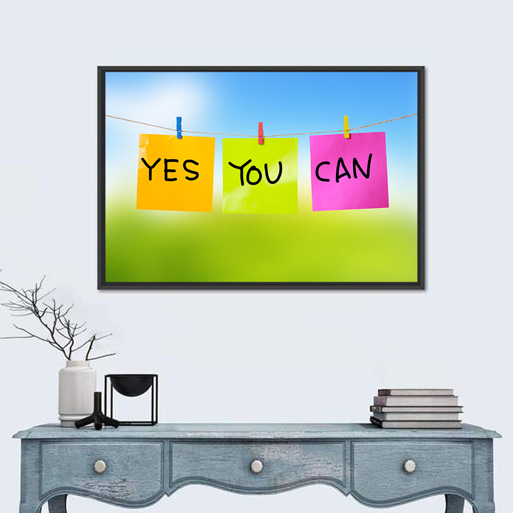 Yes You Can Post-it Notes Wall Art in a room, landscape