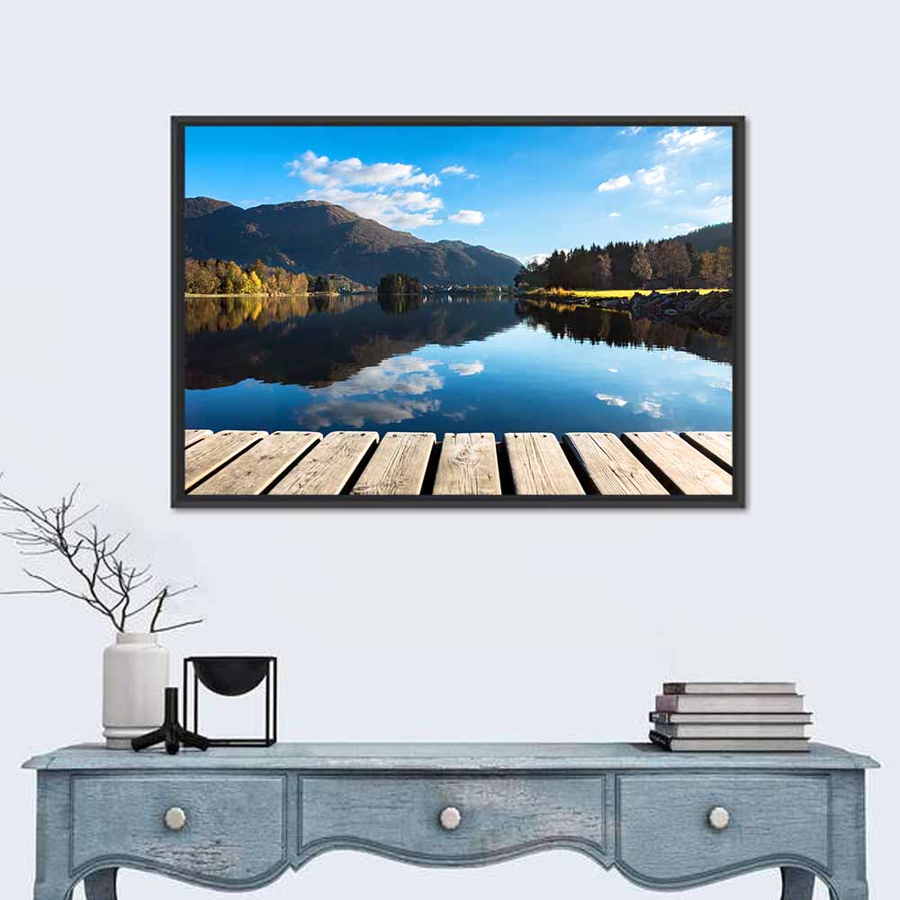 Mountain Lake Boardwalk Reflection Wall Art