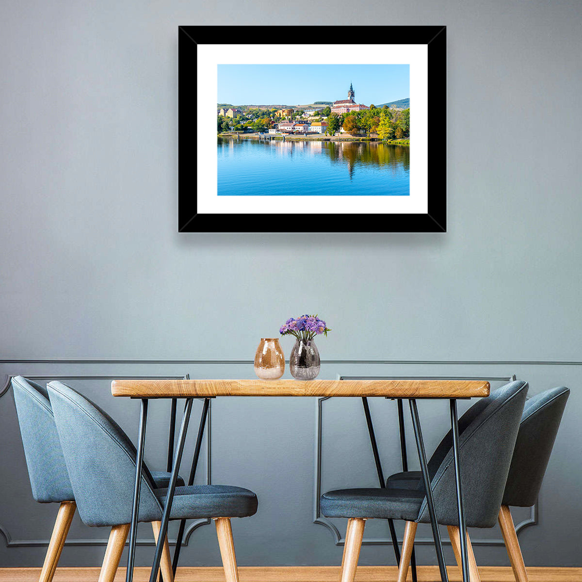 Roudnice Castle Riverbank Reflections Wall Art