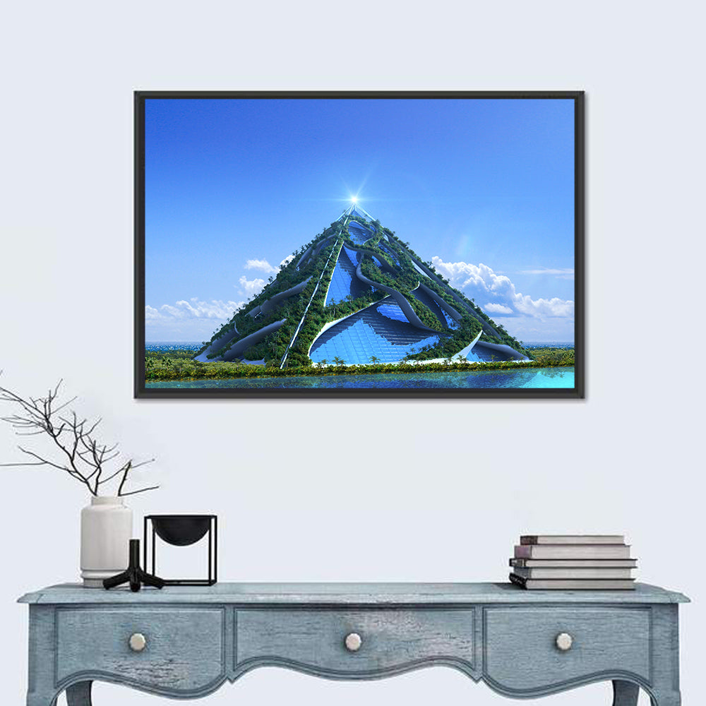 Glassy Pyramid with Gardens Wall Art in a room, landscape