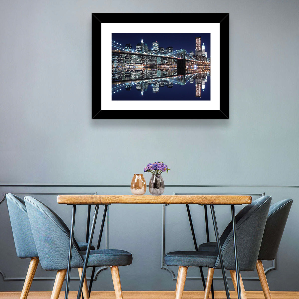 Brooklyn Bridge Symphony at Night Wall Art