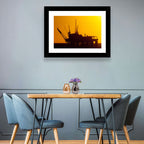 Oil Rig Silhouette at Sunset Wall Art