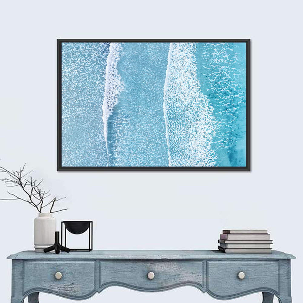 Twin Breaking Waves Over Turquoise Sea Wall Art