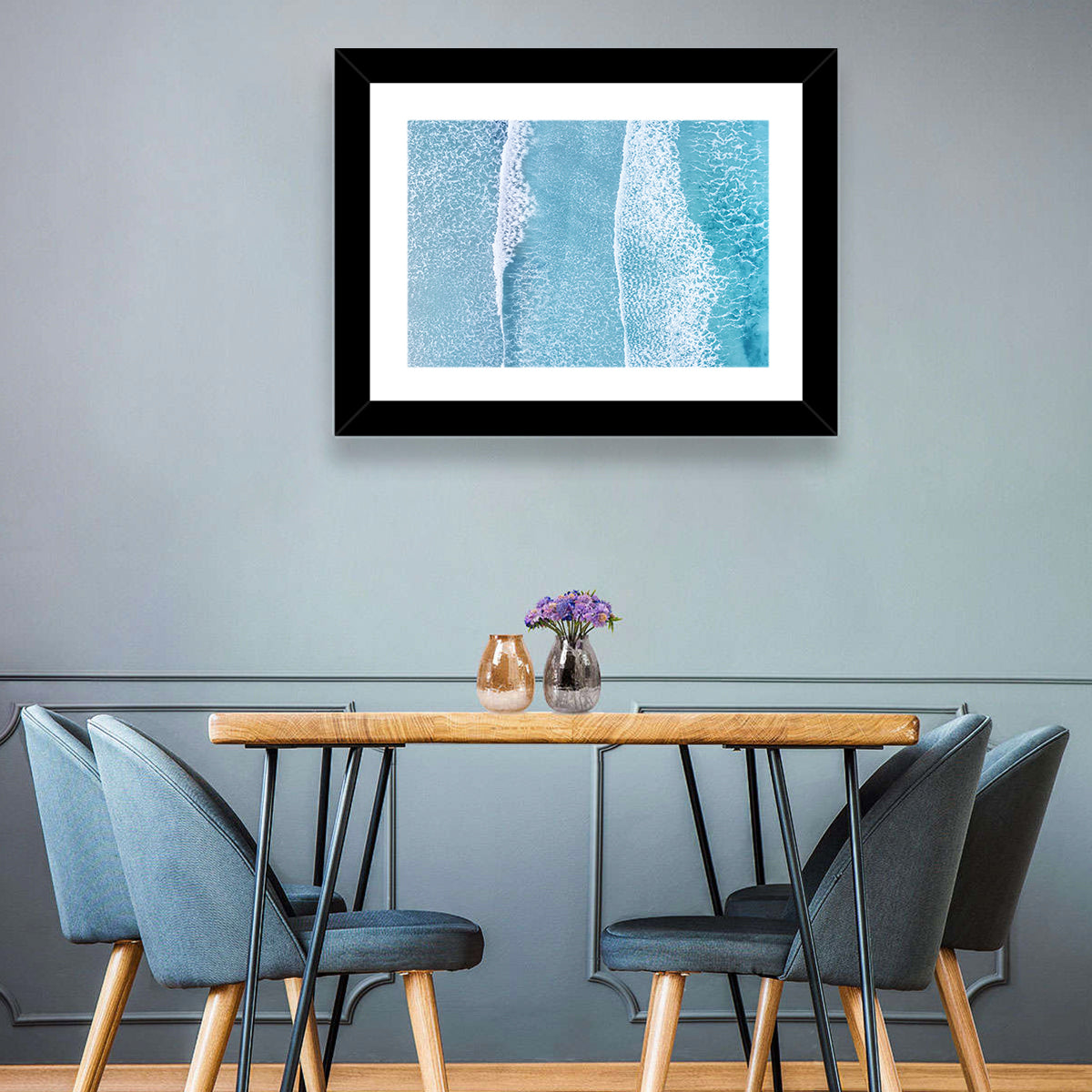 Twin Breaking Waves Over Turquoise Sea Wall Art