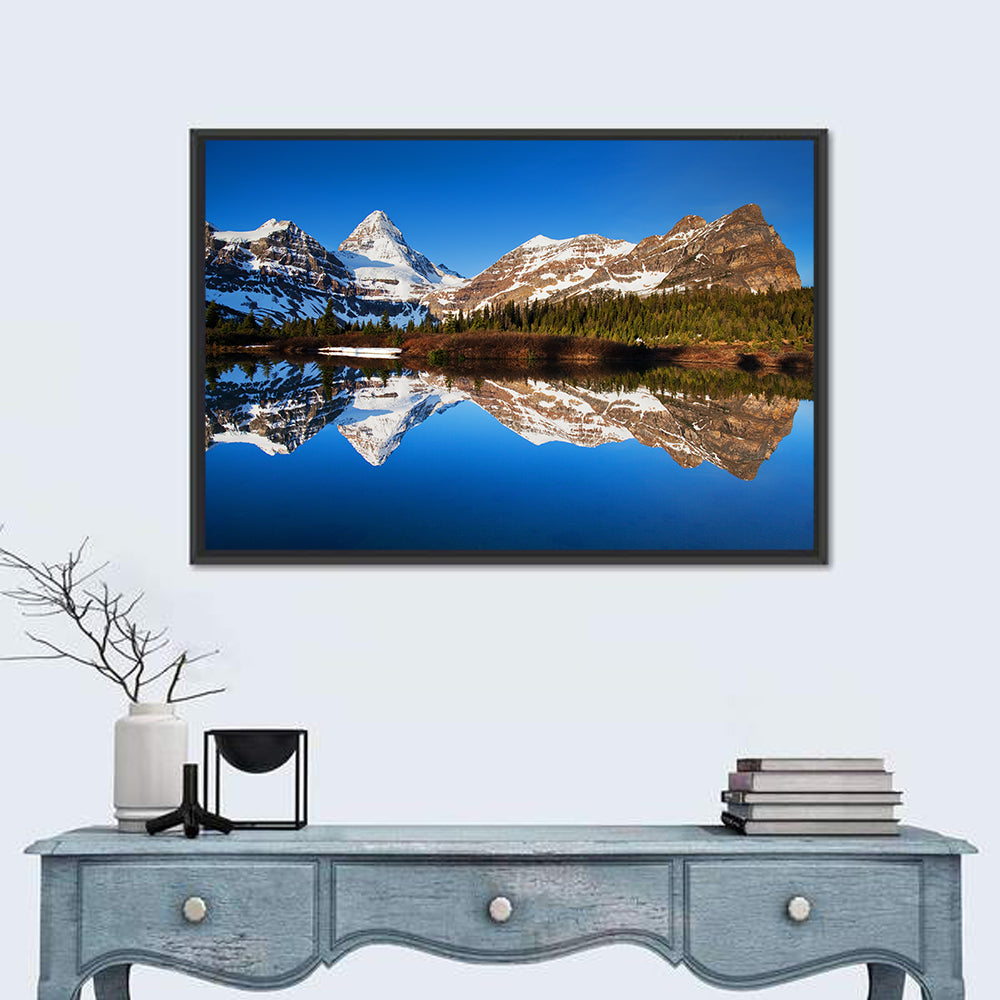 Snowy Mount Assiniboine Wall Art in a room, landscape