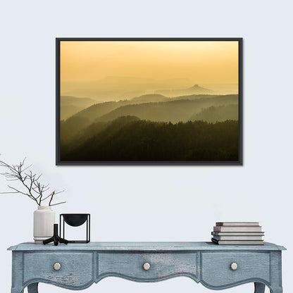 Misty Golden Ridge Landscape Wall Art