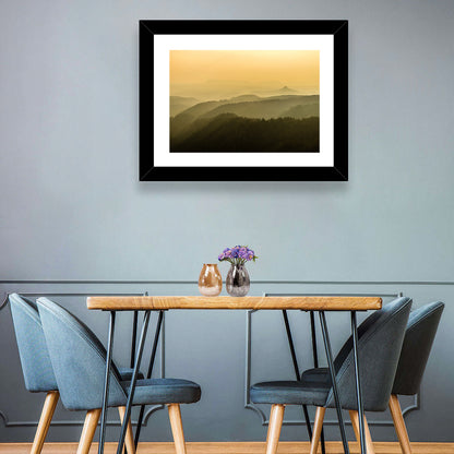 Misty Golden Ridge Landscape Wall Art